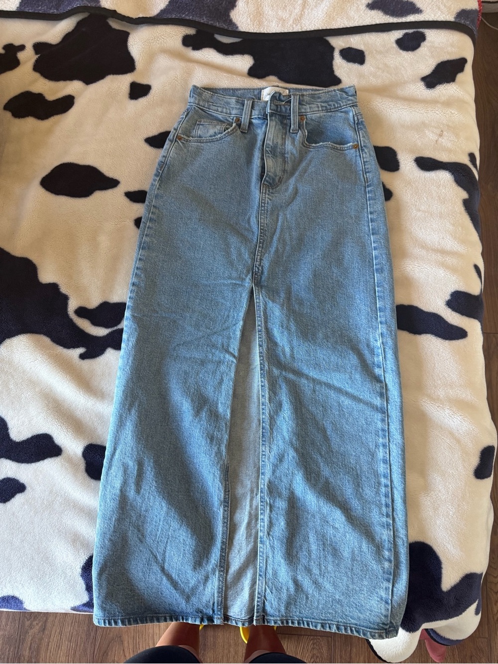 Universal Thread Light Blue Maxi Denim Skirt with Front Slit